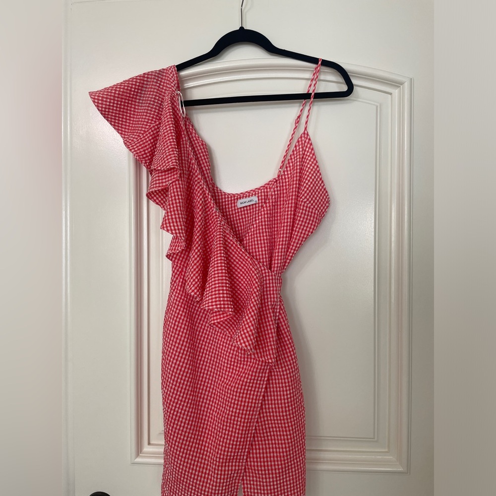 Red checkered dress with frill
